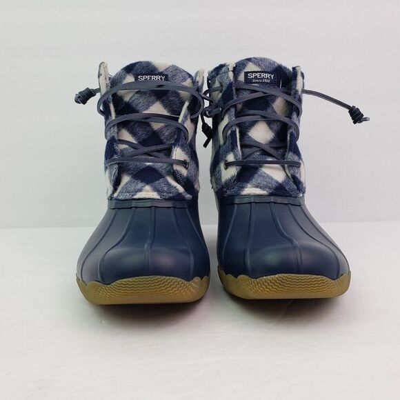 Sperry Top Sider Saltwater Youth Size 6Y Blue Plaid Wool Waterproof Duck Boots - Picture 6 of 13